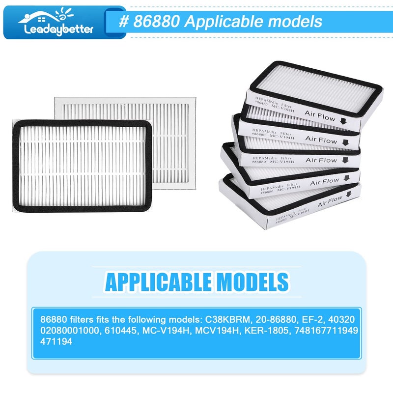 Leadaybetter 5 Pack for Kenmore EF-2 86880 Exhaust Vacuum HEPA Filters. Compare to Replace Sears Part # 20-86880 (86880), 40320, EF2, 610445. Also Replaces Panasonic MC-V194H - Image 2